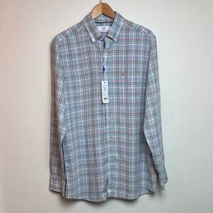 NWT Southern Tide Men’s Emerald Shores Plaid Headland L/S Shirt Medium Cerulean